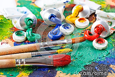 Paints and brushes