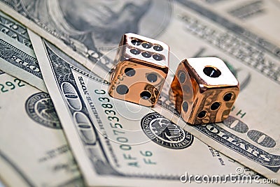 Pair of Copper Dice On Money