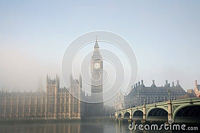 Palace of Westminster in fog