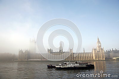 Palace of Westminster in fog