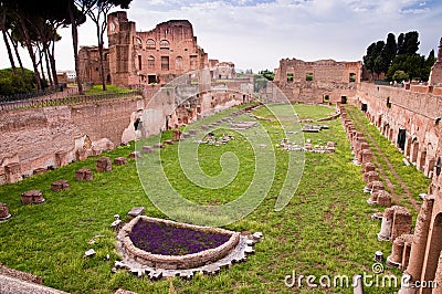 Palatine stadium ruins in palatine hill at Rome
