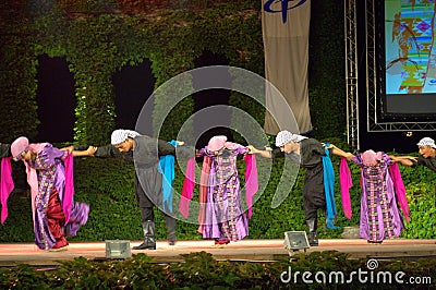 Picturesque folkloric ballet at outdoor stage