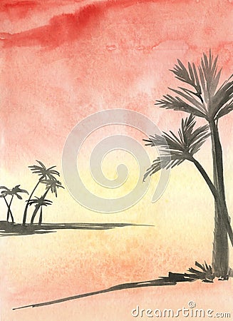 Palms on the sea- sunset