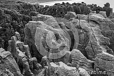 Pancake Rocks (black and white)