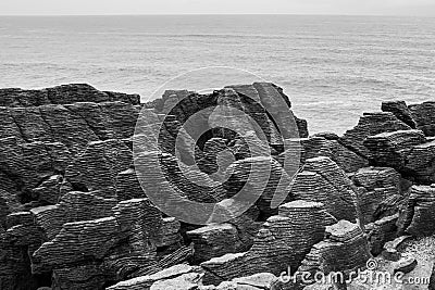 Pancake Rocks (black and white) 2