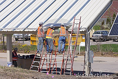 Panel Installation on Solar Carport