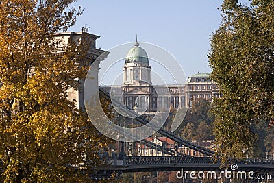 Panorama of Buda Castle and Chain River Bridge