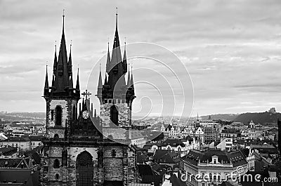 Panoramic aerial view of Prague from the Prague Castle, Czech Republic