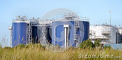 Panoramic of chemical storage tanks