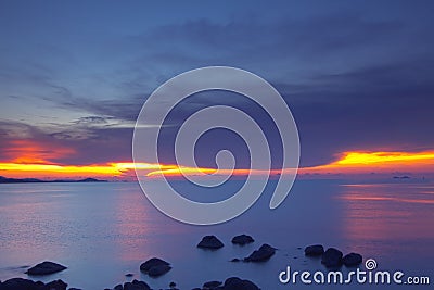 Panoramic dramatic pastel sunset sky and tropical sea image