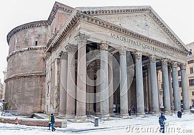 Pantheon in snow storm