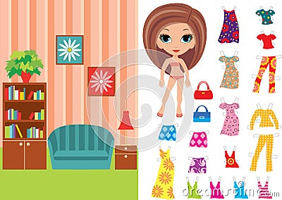 Paper Doll With Clothes And A Paper Room R
