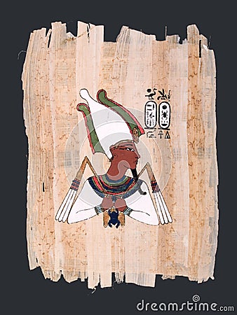 Papyrus painting of ancient Egyptian god Osiris