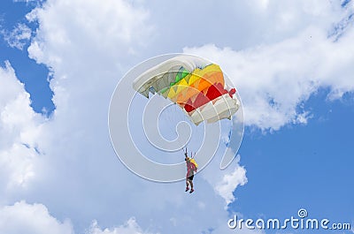 Parachute jumper in flight