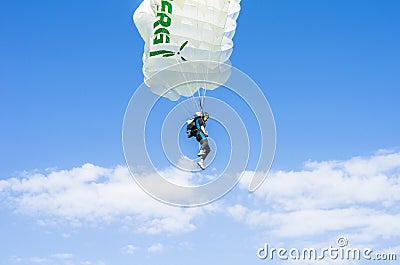 Parachutist in the air
