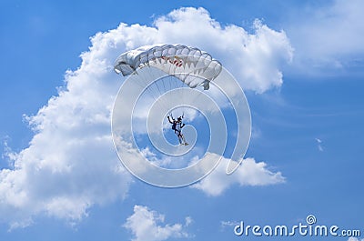 Parachutist in the air