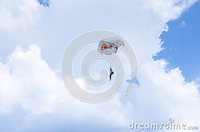 Parachutist in the sky