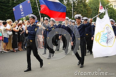 Parade Crew of the ship in Riga
