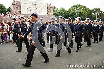 Parade Crew of the ship in Riga