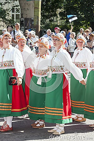 Parade of Estonian national song festival in Tallinn, Estonia