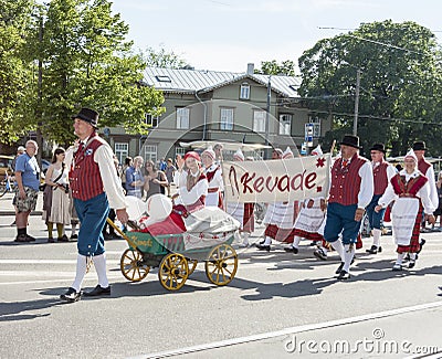 Parade of Estonian national song festival in Tallinn, Estonia