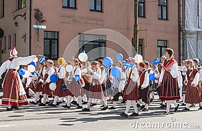 Parade of Estonian national song festival in Tallinn, Estonia