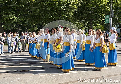 Parade of Estonian national song festival in Tallinn, Estonia