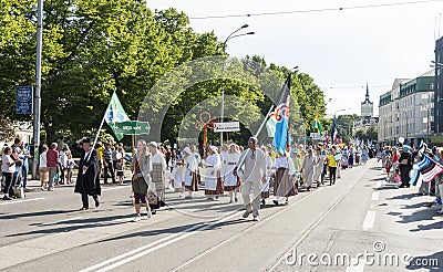 Parade of Estonian national song festival in Tallinn, Estonia