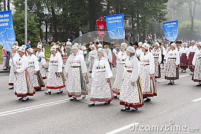 Parade of Estonian national song festival in Tallinn, Estonia