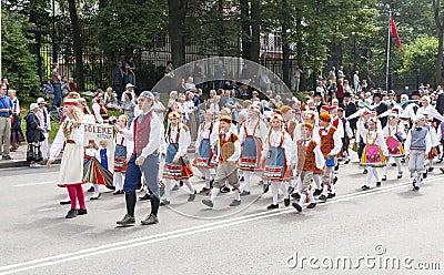 Parade of Estonian national song festival in Tallinn, Estonia