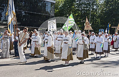 Parade of Estonian national song festival in Tallinn, Estonia