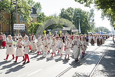 Parade of Estonian national song festival in Tallinn, Estonia