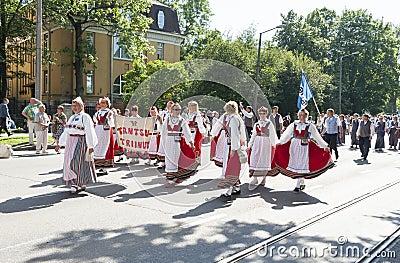 Parade of Estonian national song festival in Tallinn, Estonia