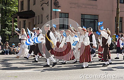 Parade of Estonian national song festival in Tallinn, Estonia