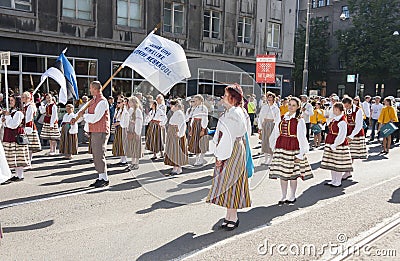 Parade of Estonian national song festival in Tallinn, Estonia