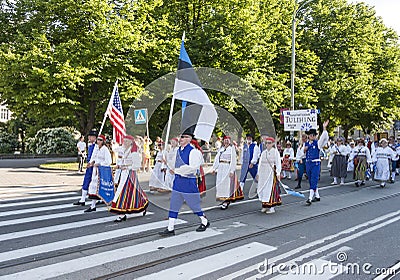 Parade of Estonian national song festival in Tallinn, Estonia