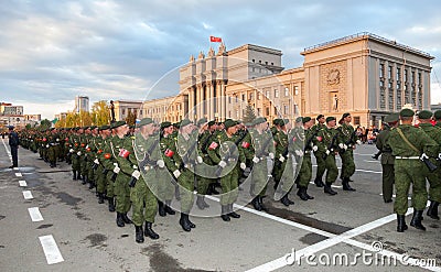 Parade rehearsal before the Day of Victory