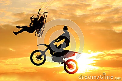 Paramotor and motocross jump competition