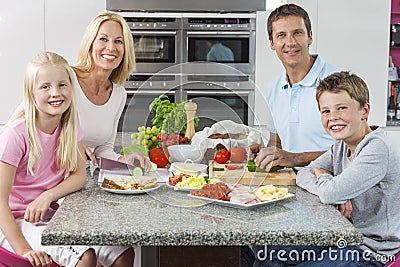 Parents Children Family Preparing Healthy Food