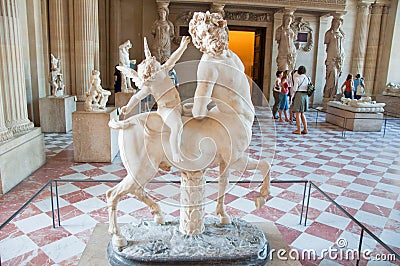PARIS-AUGUST 16: Greek statue in Louvre Museum on August 16,2009 in Paris, France.