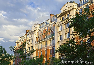 Paris. Building it illuminated with sun