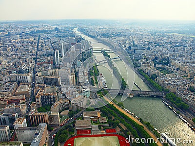 Paris city aerial view from Eiffel tower