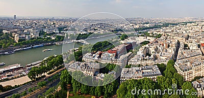 Paris city and seine river view from Eiffel tower