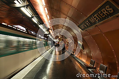 Paris France Metro Subway Station - Motion Blur