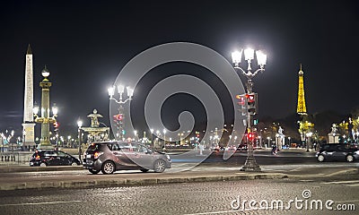 Paris, FRANCE - OCTOBER 18: Night shot of Place the la Concorde