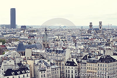 Paris roofs with a bird s-eye view from Notre Dame de Paris