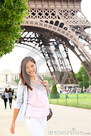 Paris woman by Eiffel Tower