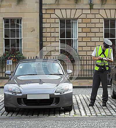 Parking attendant, traffic warden, getting ticket fine mandate