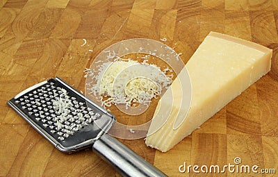 Parmesan cheese and grater