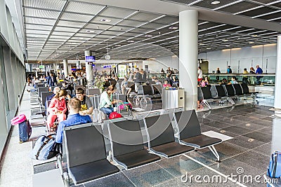 Passengers in the departure hall in the Frankfurt airport